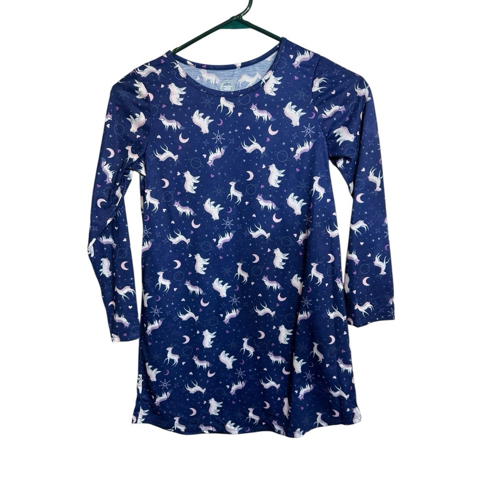 wonder nation girls sleepwear pajamas long sleeve shirt size medium 7 8 unicorns